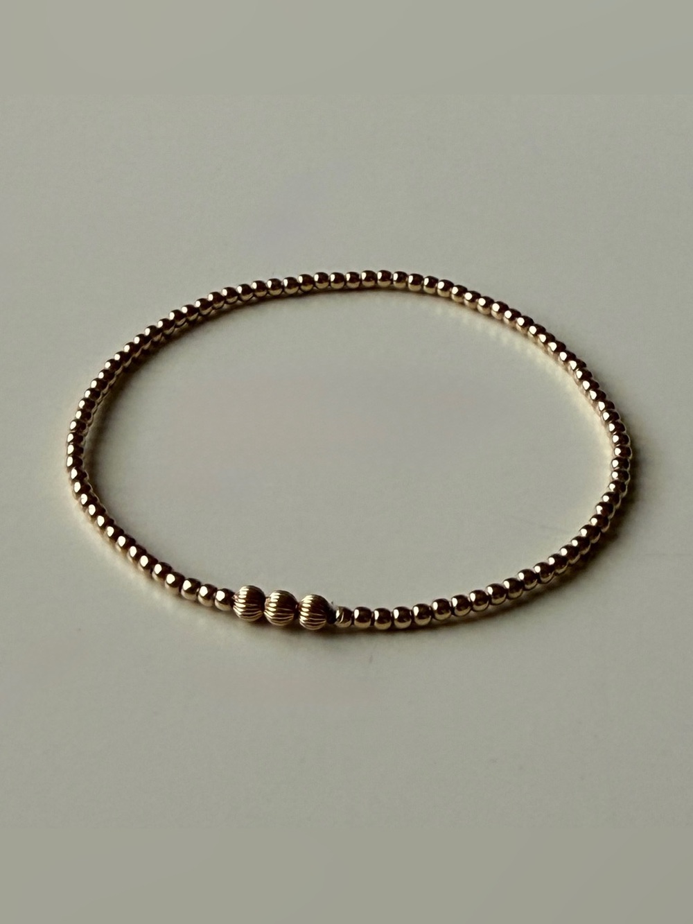 *2MM* Gold Beads w/ 3mm Corrugated straight beads Bracelet